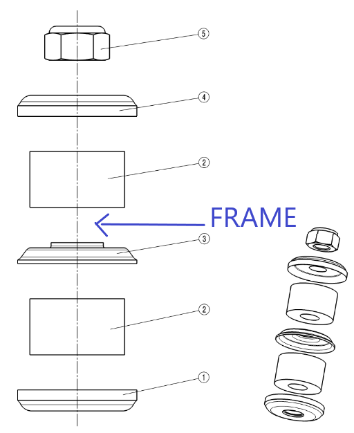 How do I install bushings and washers on Toyota shocks?